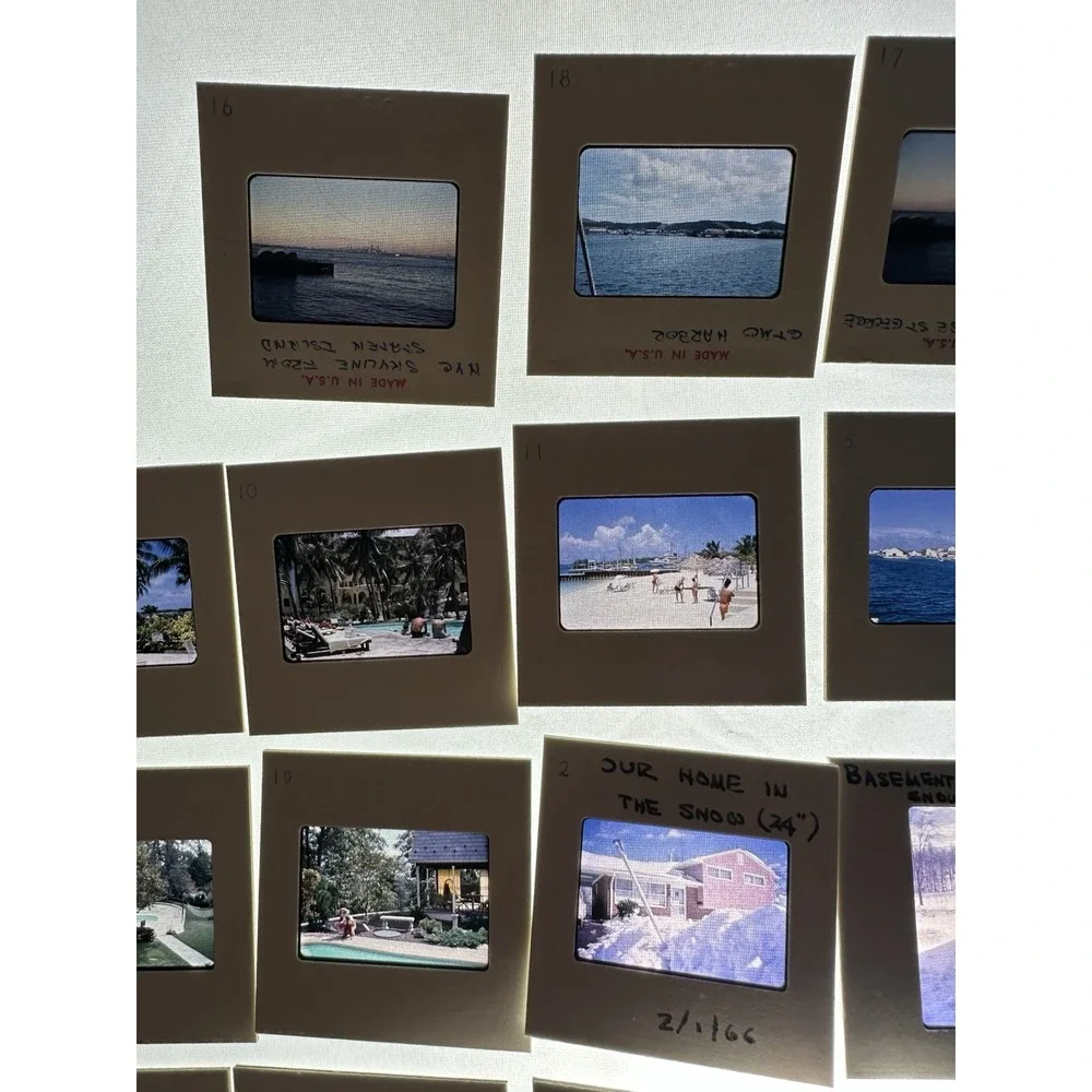 Lot of 45 Vintage Slides – Architecture, People, Snow, Beach, Streets 62-69s